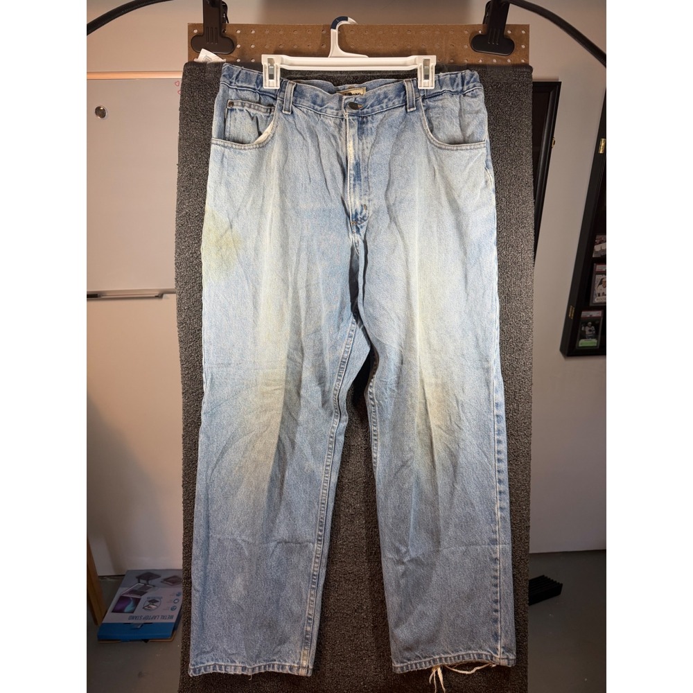 LL Bean Comfort Waist Jeans Mens 38X30 Blue Light Wash Denim Straight Leg 250265